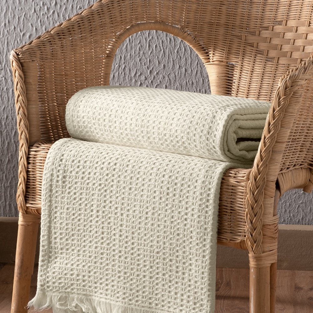 Suvi NYC Waffle Throw Blanket, Organic Turkish Cotton, Lightweight Super Soft - Picture 9 of 12